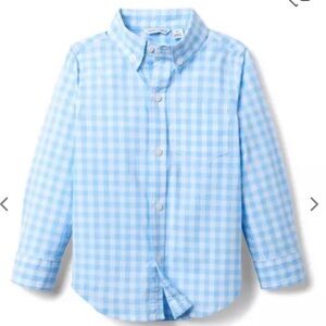 Janie and Jack Light Blue and White Plaid Button Down Shirt